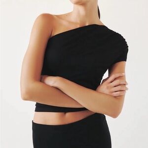 Reformation Black Asymmetrical Top